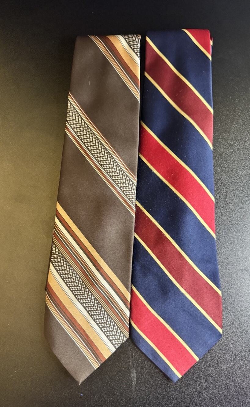 Vintage 1970s Wemblon by Wembley Necktie Lot 2 Retro Striped 100% Polyester